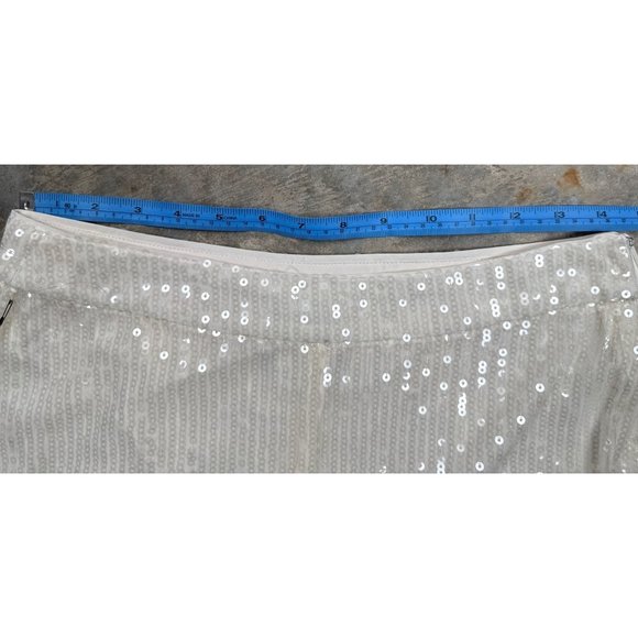 HOUSE OF HARLOW 1960 Women's Cream Sequin Wide Leg High Waist Palazzo Pants Sz 6 - Picture 10 of 13